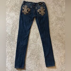 Miss Me Navy Skinny Jeans with Accents